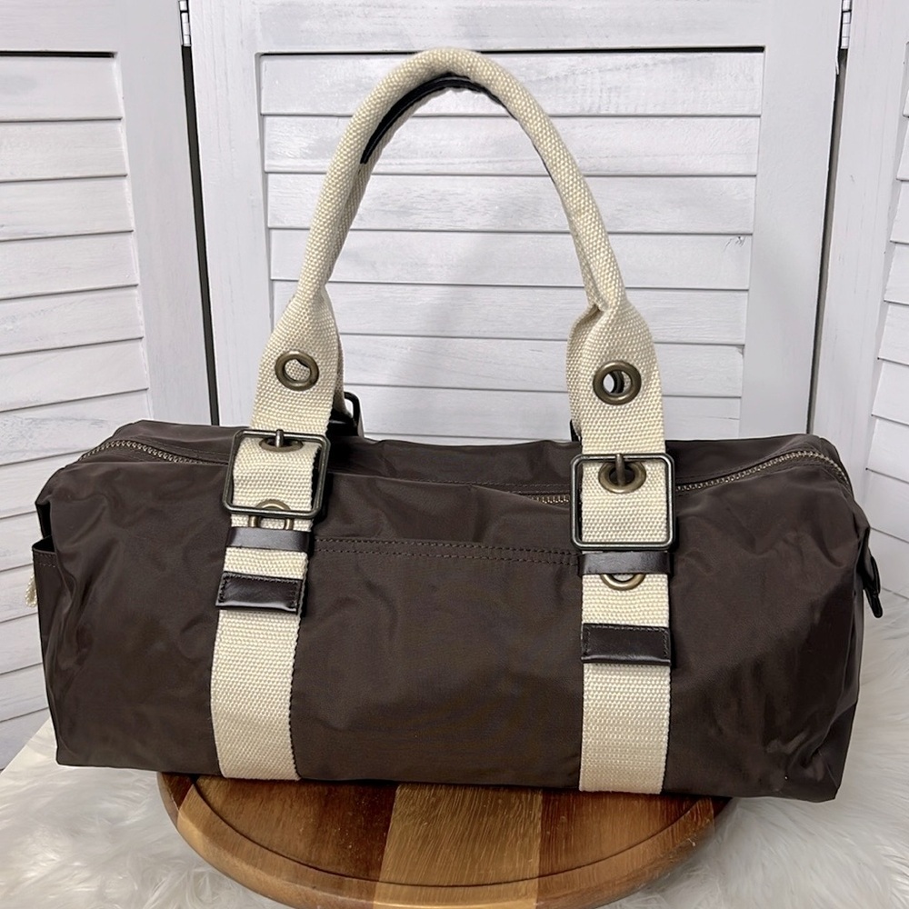 Vintage Gap Brown Ivory Nylon Satchel Bag Y2K Retros Utility Normcore Fall 2003